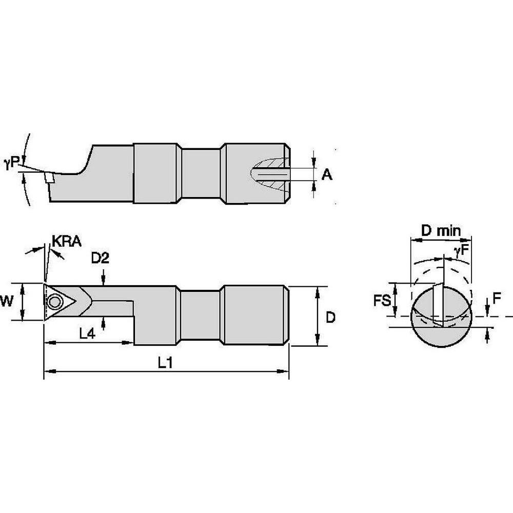 Widia Indexable Boring Bar SSOI5001000255R, 0.969" Min Bore Dia
