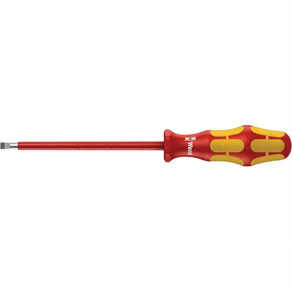 Wera Slotted Screwdriver: 1/4" Width, 12.0156" OAL, 8" Blade Length - 8" Blade Length, Ergonomic Handle | 5-Pack | Part #05006126001
