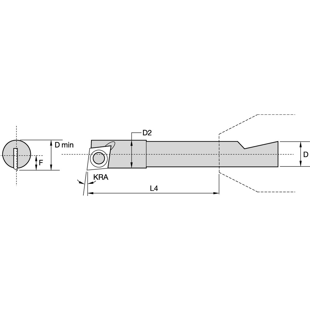 Widia Indexable Boring Bar ABC1000R, 0.18" Min Bore Dia, Right Hand