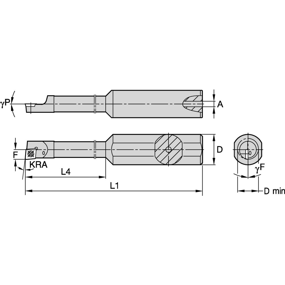 Widia Indexable Boring Bar CCBI1806258755L, 0.208" Min Bore Dia