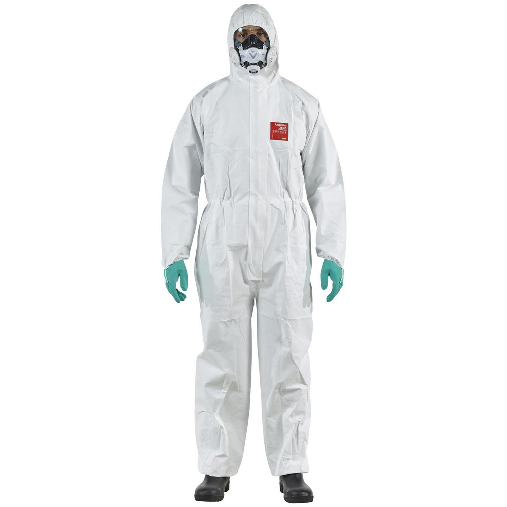 Disposable & Chemical Resistant Coveralls; Garment Style: Coveralls ; Size: X-Large ; Material: Microporous Polypropylene Laminate Non-Woven ; Closure Type: 2-Way Zipper with Storm Flap ; Cuff Style: Double Cuffs; Elastic ; Ankle Style: Elastic