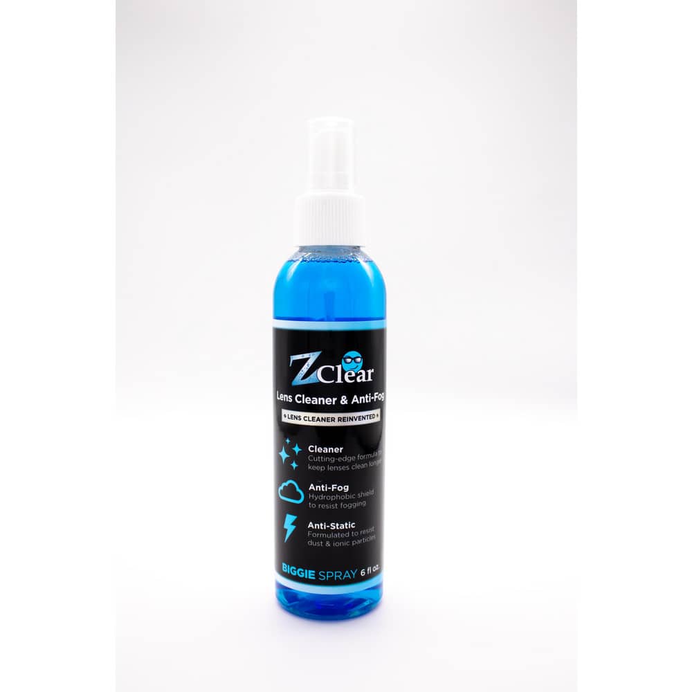 The 6 oz Biggie anti-fog spray bottle is the lowest price per ounce. It averages to last up to four years with over 1000 cleanings. This anti-fog glasses cleaner is free of alcohol, ammonia, and abrasives. Its ease of use is perfect for anti-fog glasses,