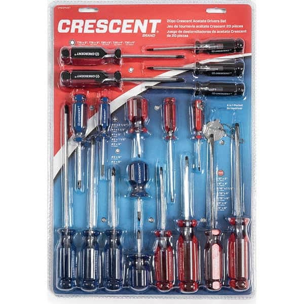 Crescent CPS20PCSET Screwdriver Set: 20 Pc, Phillips, Slotted & Torx 