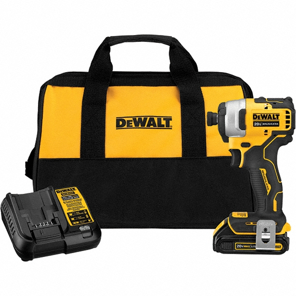 Cordless Impact Driver: 20V, 1/4" Drive, 2,800 RPM - Variable Speed, 1 Lithium-ion Battery Included, DCB115 Charger