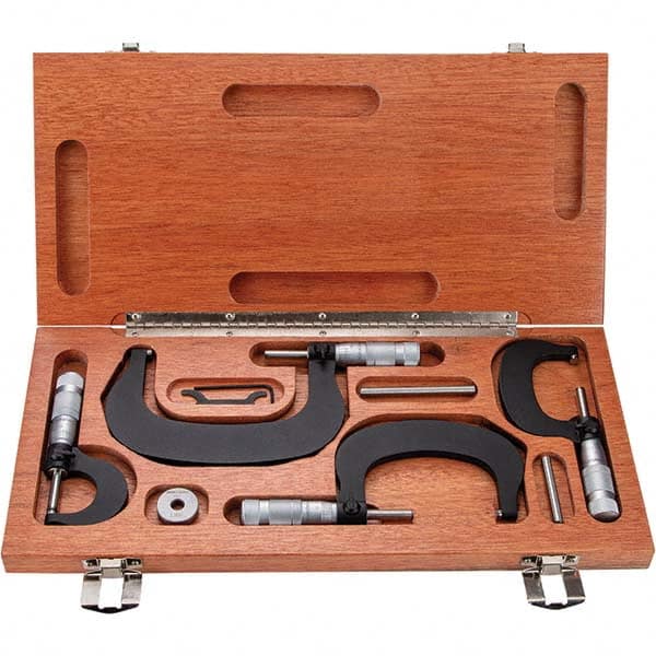 TESA Brown & Sharpe 180080 Mechanical Outside Micrometer Set: 4 Pc, 0 to 4" Measurement 