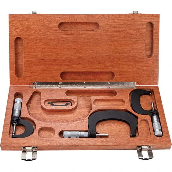TESA Brown & Sharpe 180077 Mechanical Outside Micrometer Set: 3 Pc, 0 to 3" Measurement 