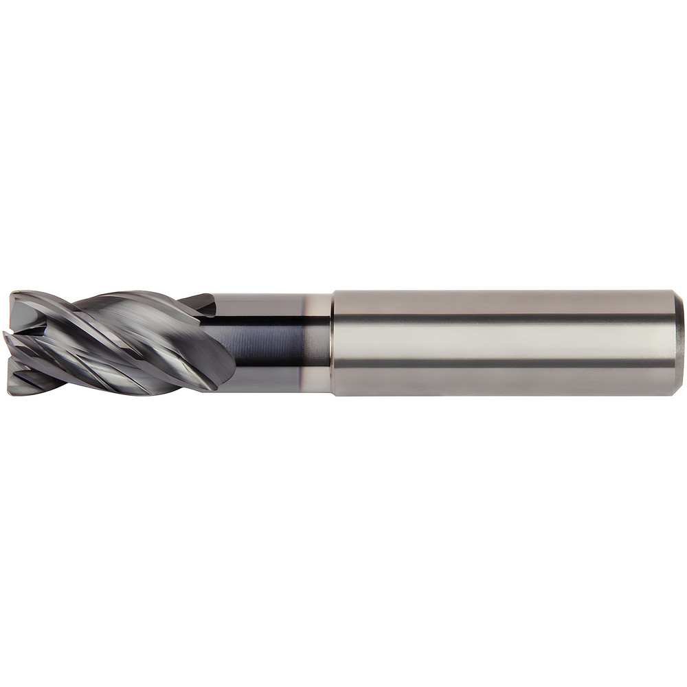 Corner Chamfer End Mill: 6.00 mm Dia, 13.00 mm LOC, 4 Flute, 0.15 mm Chamfer Width, Solid Carbide - 57.00 mm OAL, 6.00 mm Shank Dia, 36 & 39 deg Helix, AlTiN Finish, Series H1TE, Centercutting