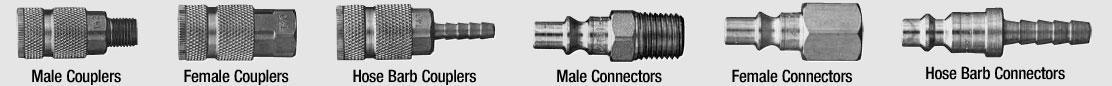 Male Couplers Female Couplers Hose Barb Couplers Male Connectors Female Connectors Hose Barb Connectors