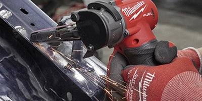 image of Milwaukee cordless sandfile tool in use