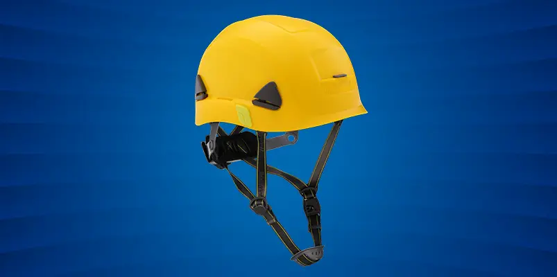 yellow Honeywell climbing helmet
