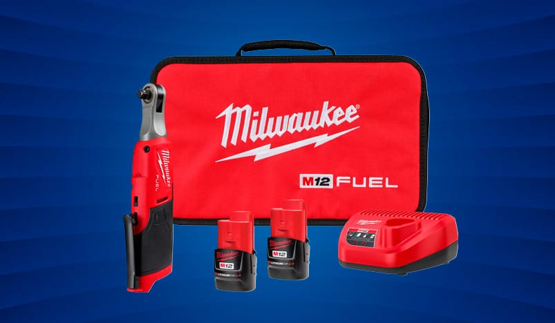 image of Milwaukee high speed ratchet set with batteries