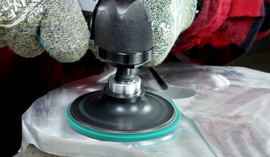image of Scotch-Brite disc in use