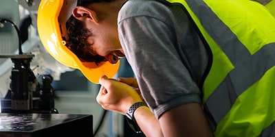 man with safety products