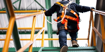 worker in fall protection gear