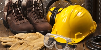 collage of personal protective equipment