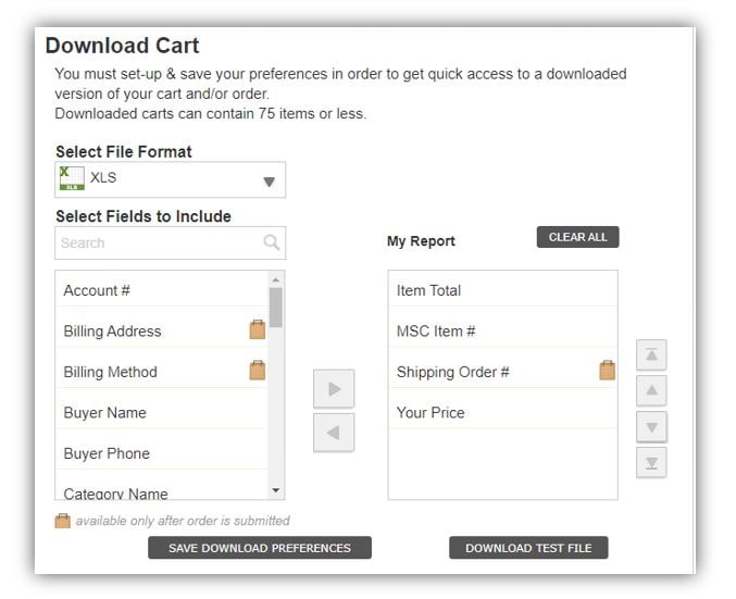 download cart screen