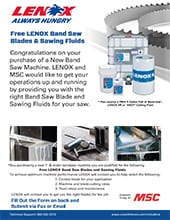 Free Lenox Band Saw Blades & Sawing Fluids Rebate